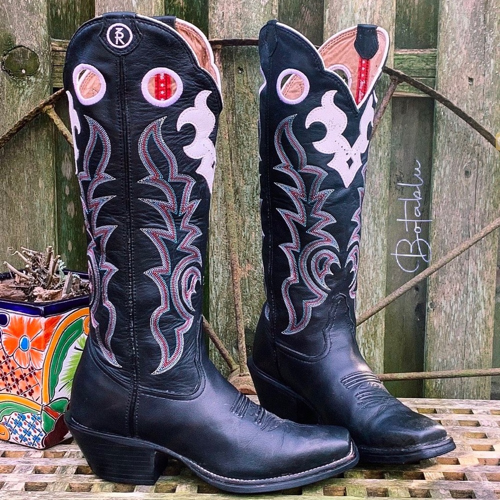 TONY LAMA Buckaroo 3R Tall Knee High Cowgirl Cowboy Western Boots, 9.5 10 - Picture 8 of 10